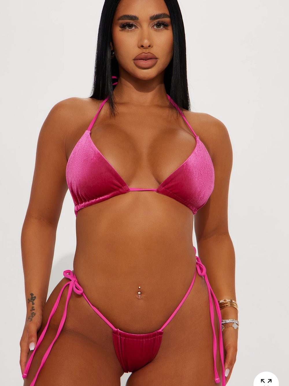 Sexy Hot pink velvet fashion nova Triangle Bikini Set - very sexy